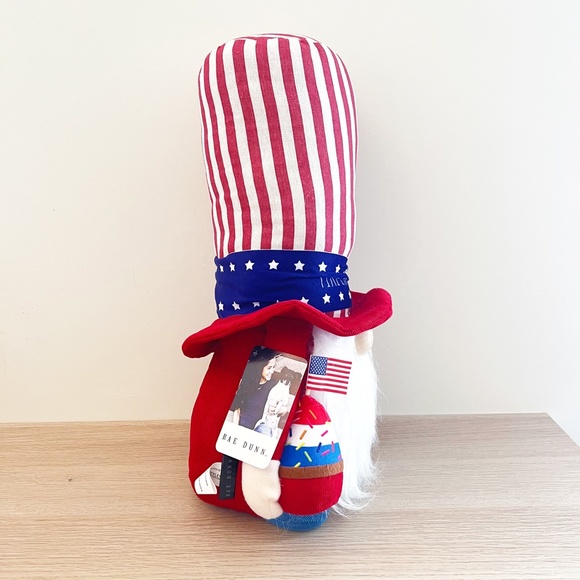 Rae Dunn 18" Weighted Gnome 4th of July USA Plush Top Hat Firecracker America - Picture 5 of 6